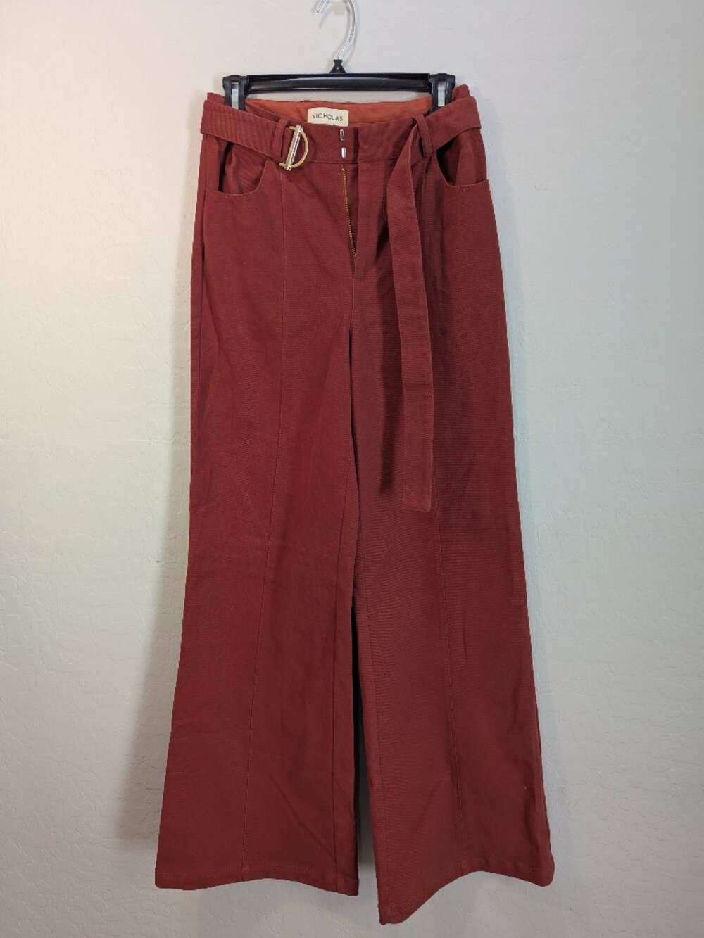 NICHOLAS Wide-Leg Corduroy Pants in Rust Red
